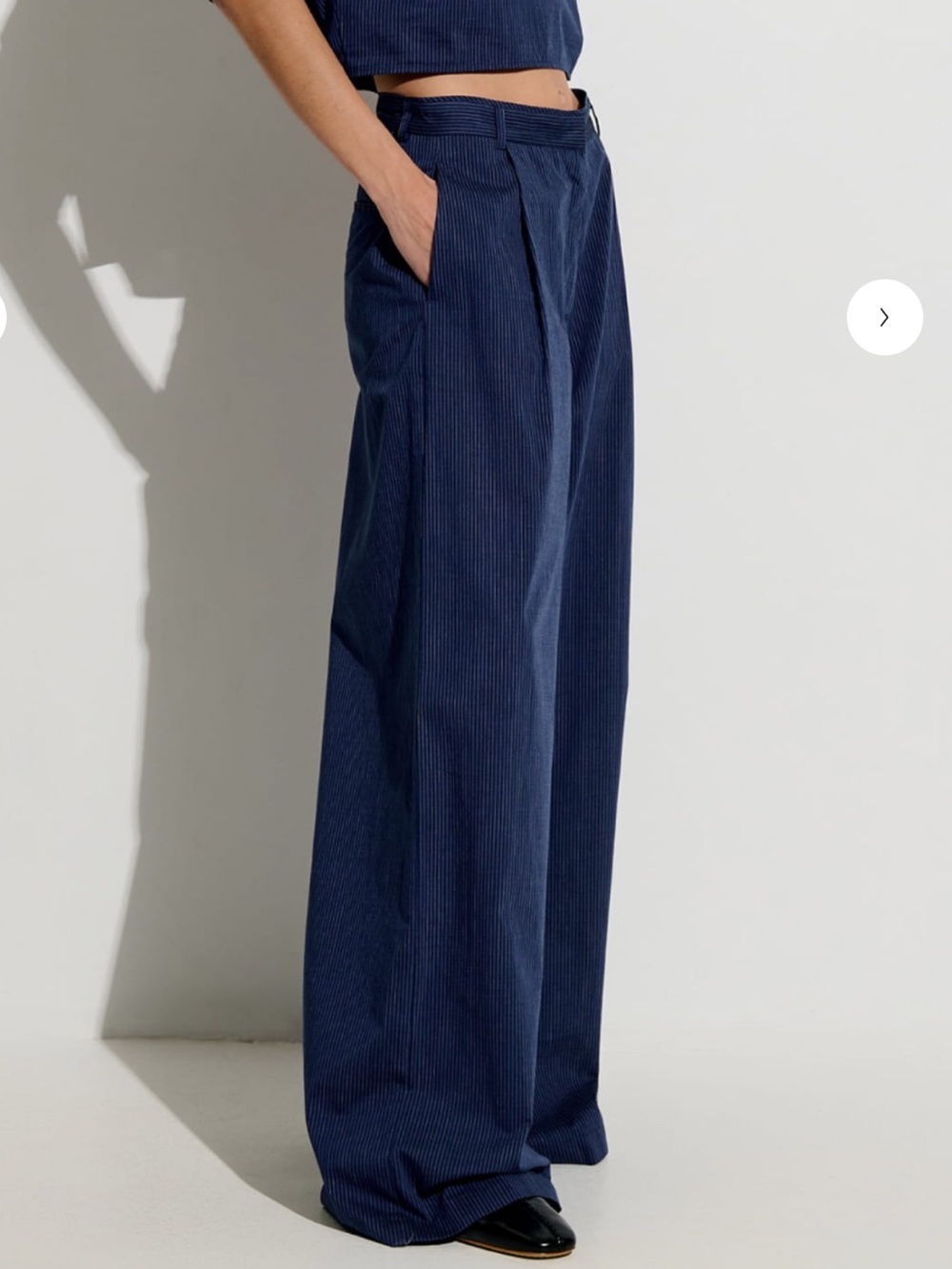 🫐Gorgeous Sessun Provencia Pinstripe 100% Cotton Wide leg Blazer Blue Pants 🫐